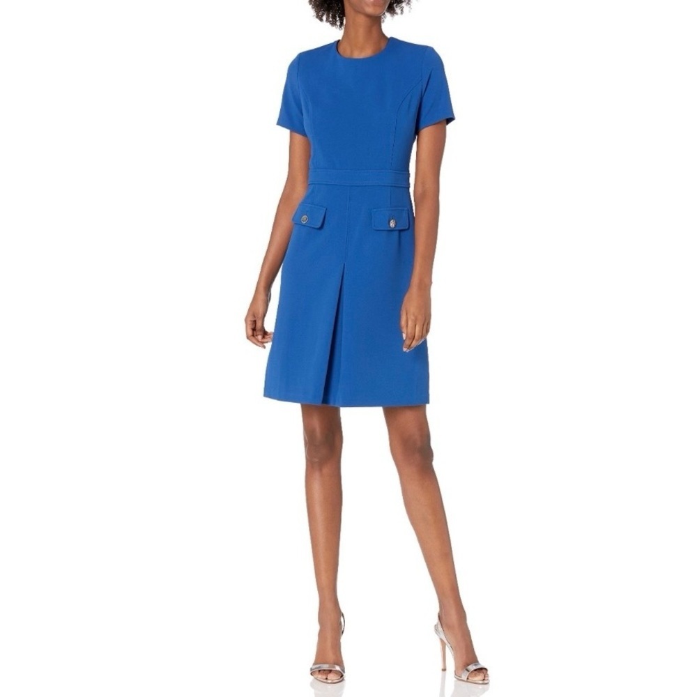 Tommy Hilfiger Blue Short Sleeve Sheath Dress Size 2 Classic Workwear